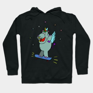 Hippo Unicorn Skateboard fun cute kids positivity Hoodie